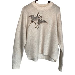 H&M Crane Bird Sweater Women’s Size M